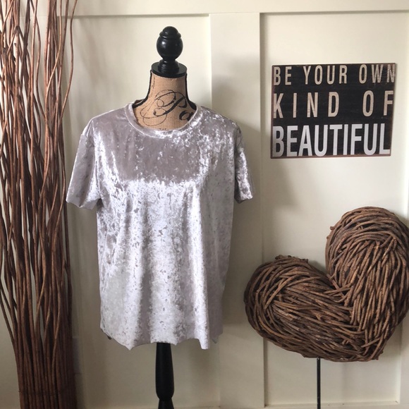 Polly & Esther Tops - Polly Esther Taupe crushed velvet hi low top